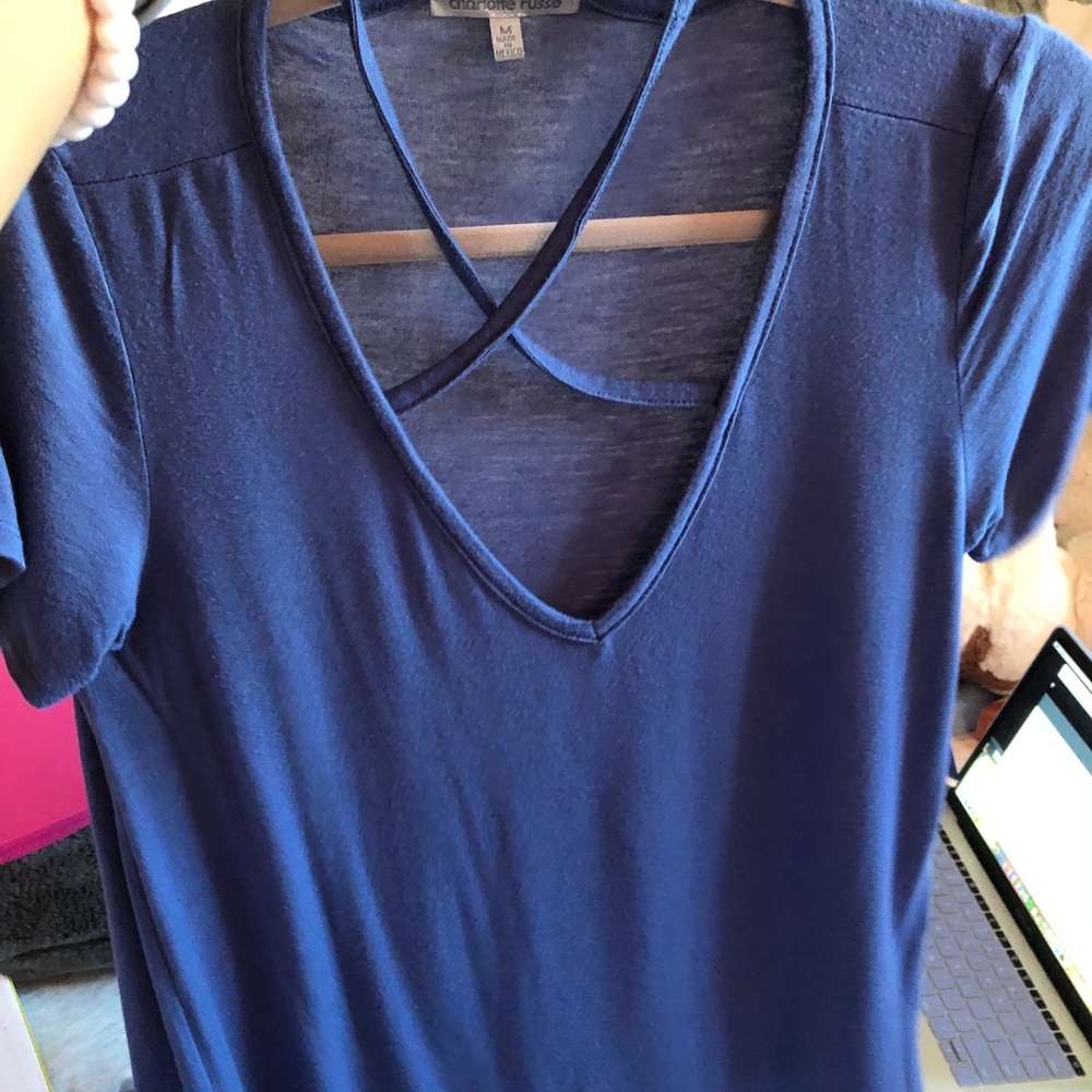 Blue cross neck top